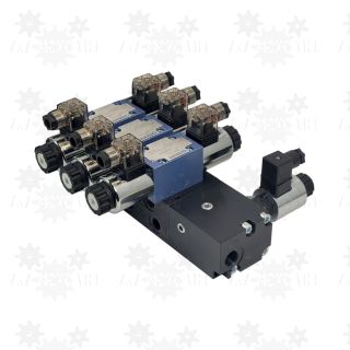 Rozdzielacz 3 sekcyjny CETOP 3, 4WE6 z regulatorem przepływu proporcjonalny 3-drogowy WDUD10 PONAR elektryczny regulator przepływu oleju hydraulicznego 24V