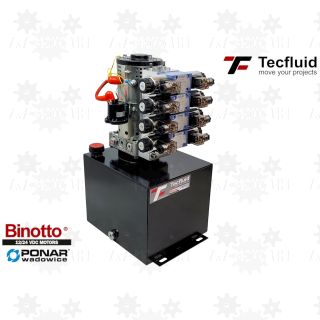 4KW mocny zasilacz hydrauliczny 24V elektropompa z wentylatorem 250 bar zbiornik pionowy 15L - 4 sekcje agregat Ponar Tecfluid Binotto