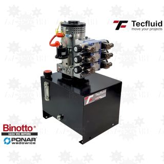 4KW mocny zasilacz agregat hydrauliczny 24V elektropompa z wentylatorem 250 bar zbiornik 20L - 3 sekcje tecfluid binotto ponar