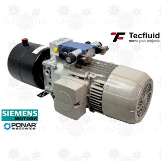 2,5kW zasilacz hydrauliczny 400V z rozdzielaczem 1 sekcja + zamek + zawór ze zbiornikiem 5L TecFluid elektropompa agregat tecfluid ponar wadowice