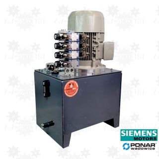 5,5kW Zasilacz hydrauliczny z rozdzielaczem 4 sekcje, 400V stacja hydrauliczna agregat siemens ponar