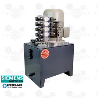 7,5kW stacja hydrauliczna z rozdzielaczem 4 sekcje 400V zbiornik 60 litrów zasilacz hydrauliczny agregat siemens ponar