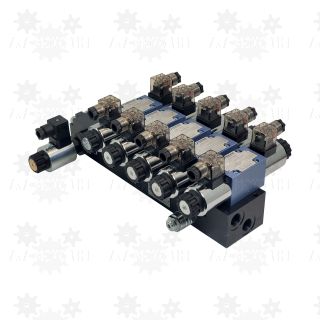 Rozdzielacz 5 sekcyjny CETOP 3, 4WE6 z regulatorem przepływu proporcjonalny 3-drogowy WDUD10 PONAR elektryczny regulator przepływu oleju hydraulicznego 24V
