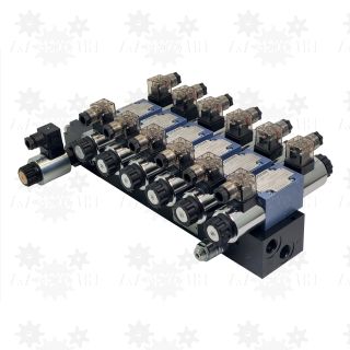 Rozdzielacz 6 sekcyjny CETOP 3, 4WE6 z regulatorem przepływu proporcjonalny 3-drogowy WDUD10 PONAR elektryczny regulator przepływu oleju hydraulicznego 24V