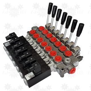 Rozdzielacz GALTECH 60l/min 7 sekcyjny manualno elektryczny