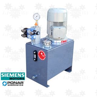 3kW zasilacz hydrauliczny z rozdzielaczem 2 sekcje,  zbiornik 40L, 400V stacja hydrauliczna agregat siemens ponar