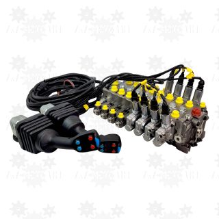 Rozdzielacz  8 sekcyjny z joystickami sterowanie olejem hydrauliczne prehydrauliczne 100L do przyczepy leśnej wózka zrywkowego HDS żurawia