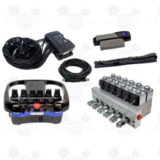 Zestaw do modernizacji rozdzielacza ręcznego dźwigu HDS pod sterowanie radiowe 6 sekcji MOD10 + Scanreco RC400 G2B  retrokit retro kit Fassi Hiab Palfinger 