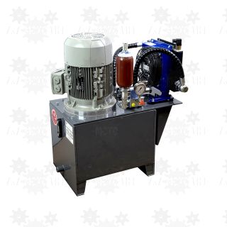 Zasilacz do prasy hydraulicznej 7,5KW 400V z hydro akumulatorem dwubiegowy z chłodnicą siemens