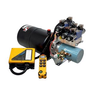 3kW zasilacz hydrauliczny do pomocy drogowej  kompaktowy z rozdzielaczem 3 sekcje 24V z zaworem zwrotnym i sterowaniem radiowym Juuko K600