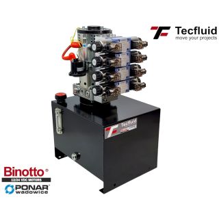 4KW mocny zasilacz agregat hydrauliczny 24V elektropompa z wentylatorem 250 bar zbiornik 20L - 4 sekcje ponar binotto tecfluid