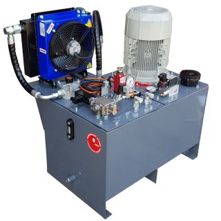 Zasilacz hydrauliczny do prasy z chłodnicą i kontrolą nacisku