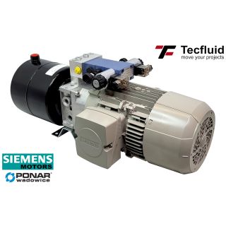 2,5kW zasilacz hydrauliczny 400V z rozdzielaczem 1 sekcja + zamek + zawór ze zbiornikiem 5L TecFluid elektropompa agregat tecfluid ponar wadowice
