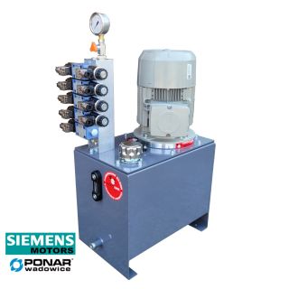 4kW Zasilacz hydrauliczny z rozdzielaczem 5 sekcji, 400V stacja hydrauliczna agregat hydrauliczny ponar siemens 