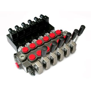 Rozdzielacz hydrauliczny GALTECH Q95 6-sekcyjny 120l/min manualno-elekrtyczny elektryczny 12V 24V