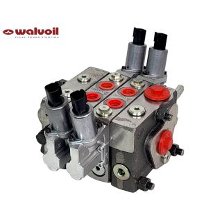 Rozdzielacz proporcjonalny Walvoil z LS Load Sense 2 sekcyjny do kontenerowca 80l/min 12V