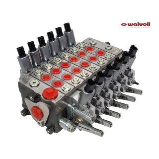 Rozdzielacz proporcjonalny Walvoil z LS Load Sense 6 sekcyjny do żurawia 80l/min 24V