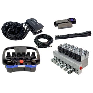 Zestaw do modernizacji rozdzielacza ręcznego dźwigu HDS pod sterowanie radiowe 6 sekcji MOD10 + Scanreco RC400 G2B  retrokit retro kit Fassi Hiab Palfinger 
