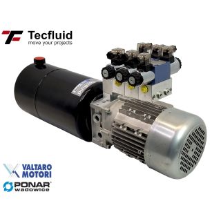 1,5kW Zasilacz hydrauliczny 230V 6 l/min elektro pompa ze zbiornikiem 10L TecFluid 3 sekcje voltaro motori agregat