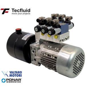 1,5kW Zasilacz hydrauliczny 230V 3 l/min elektro pompa ze zbiornikiem 5L TecFluid 3 sekcje valtaro motori agregat