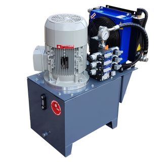5,5kW Stacja hydrauliczna 400V  4 sekcje z chłodnicą 