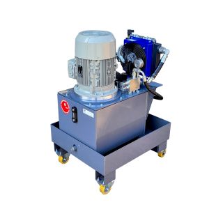 7,5 KW Zasilacz hydrauliczny stacja hydrauliczna za zbiornikiem 60L i wanną ociekową na kółkach
