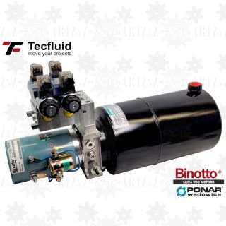 2kW zasilacz kompaktowy TecFluid z rozdzielaczem 2 sekcje 12V agregat hydrauliczny binotto ponar