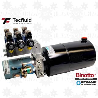 2kW zasilacz kompaktowy TecFluid z rozdzielaczem 3 sekcje 12V agregat hydrauliczny binotto ponar