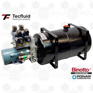 2kW zasilacz hydrauliczny kompaktowy 23 litry z rozdzielaczem 2 sekcje 12V agregat binotto ponar tecfluid