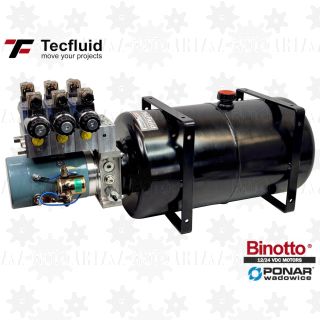 2kW zasilacz hydrauliczny kompaktowy 23 litry z rozdzielaczem 3 sekcje 12V agregat binotto ponar tecfluid