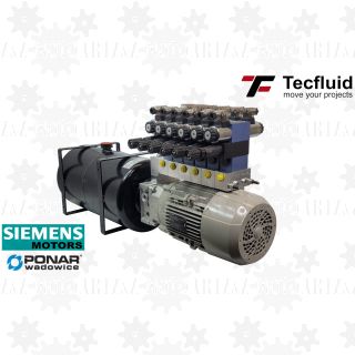 1,6kW Zasilacz hydrauliczny 400V 6 L/min elektro pompa ze zbiornikiem 10L TecFluid 6 sekcji agregat zawór blokowy redukcyjny siemens ponar 