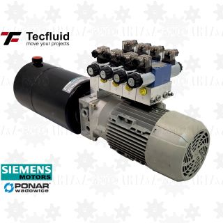 1,6kW Zasilacz hydrauliczny 400V 6 L/min elektro pompa ze zbiornikiem 10L TecFluid 4 sekcje