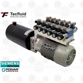 1,6kW Zasilacz hydrauliczny 400V 6 L/min elektro pompa ze zbiornikiem 10L TecFluid 6 sekcji