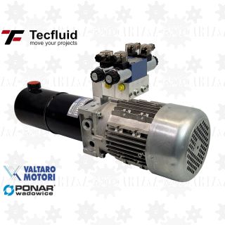 1,5kW Zasilacz hydrauliczny 230V 1,7 l/min elektro pompa ze zbiornikiem 3L TecFluid 2 sekcje valtaro motori agregat 2 sekcyjny