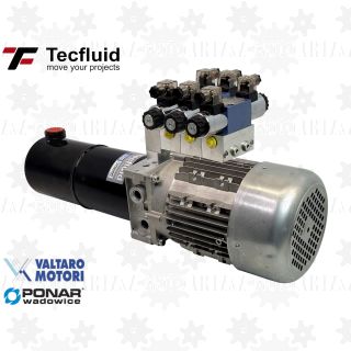 1,5kW Zasilacz hydrauliczny 230V 3 l/min elektro pompa ze zbiornikiem 3L TecFluid 3 sekcje