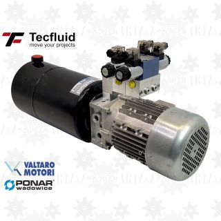 1,5kW Zasilacz hydrauliczny 230V 4,3 l/min elektro pompa ze zbiornikiem 10L TecFluid 2 sekcje voltaro motori agregat