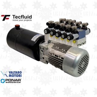 1,5kW Zasilacz hydrauliczny 230V 4,3 l/min elektro pompa ze zbiornikiem 10L TecFluid 5 sekcji valtaro motori agregat