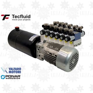 1,5kW Zasilacz hydrauliczny 230V 6 l/min elektro pompa ze zbiornikiem 10L TecFluid 6 sekcji valtaro motori agregat