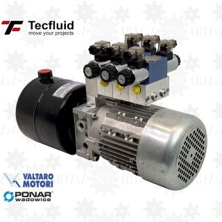 1,5kW Zasilacz hydrauliczny 230V 3 l/min elektro pompa ze zbiornikiem 5L TecFluid 3 sekcje valtaro motori agregat